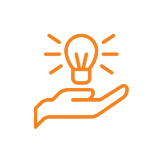 Picto représentant une main en dessous d'une ampoule