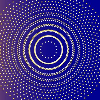 Cercles de point concentriques sur fond bleu