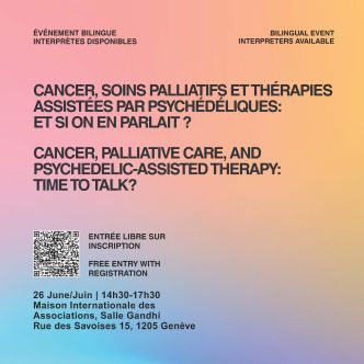 Affiche de la conférence Cancer, soins palliatifs et thérapies assistées par psychédéliques