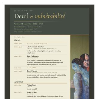 Affiche du colloque Deuil et vulnérabilités