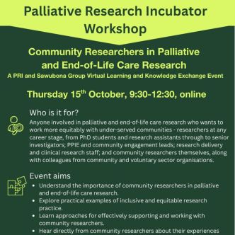affiche du workshop du palliative research incubator