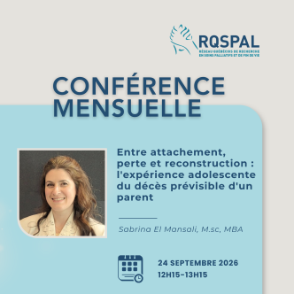 Visuel de la conférence mensuelle du RQSPAL de septembre