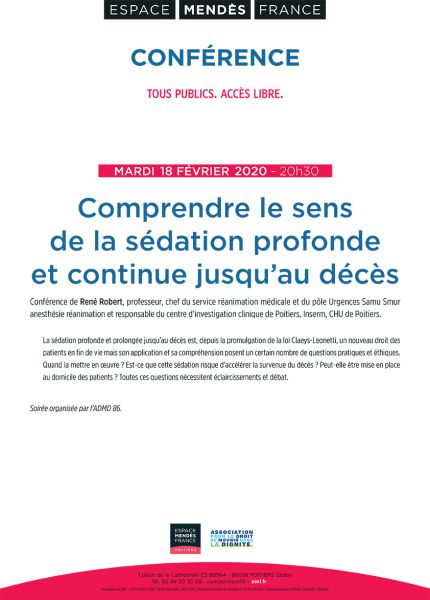 Affiche de la conférence comprendre la sédation profonde