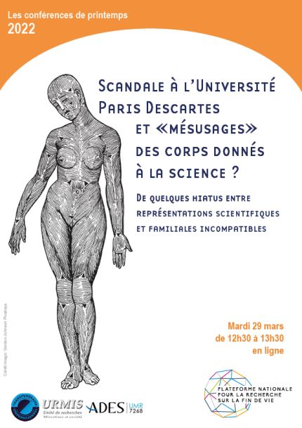 Affiche de la 2e conférence de printemps avec un dessin d'anatomie représentant un corps de femme