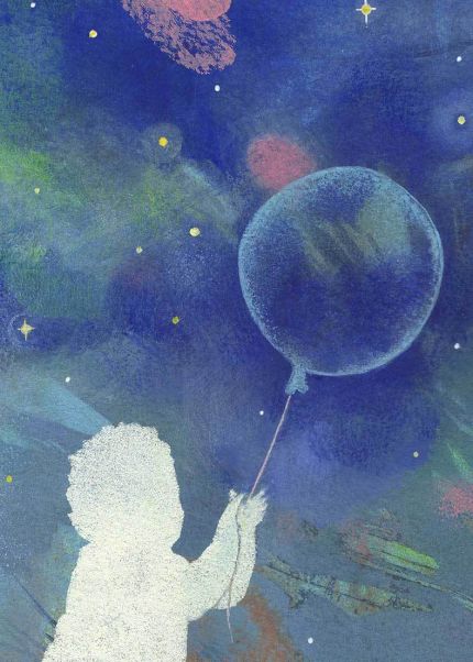 Dessin avec une silhouette d'enfant et un ballon