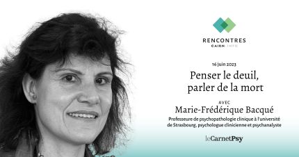 Photo de Marie-Frédérique Bacqué et logo des rencontres Cairn.info