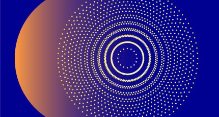 Cercles de point concentriques sur fond bleu