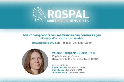 Visuel avec le logo du RQSPAL et une photo de Valérie Bourgeois-Guérin