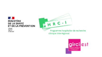 Logos du ministère de la Santé et de la prévention, du PHRCI et du GIRCI Est