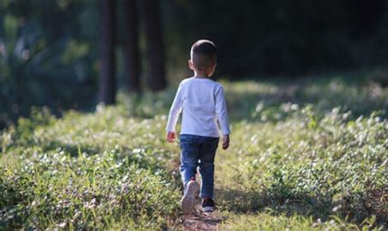 photo d'un petit garçon qui marche de dos