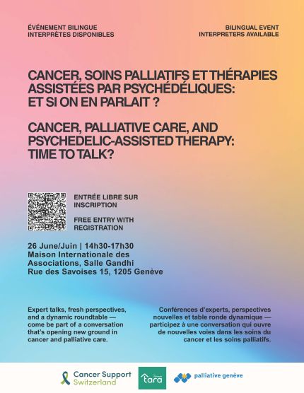 Affiche de la conférence Cancer, soins palliatifs et thérapies assistées par psychédéliques