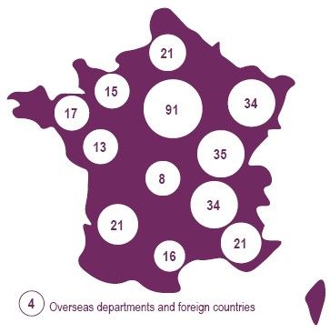 French regional distribution of End-of-life researchers