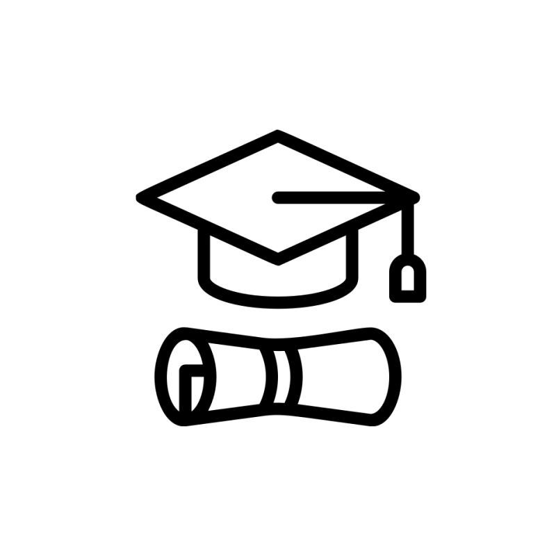 Pictogramme représentant un diplôme et un chapeau de diplomé