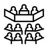 Pictogramme représentant des personnes dans un amphithéâtre