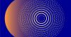 Cercles de point concentriques sur fond bleu